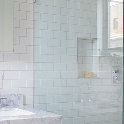 white shower tile ideas